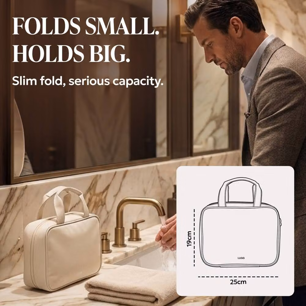 Lugg Waterproof Travel Toiletry and Makeup Bag with Hanging Hook in Stone, W/D/H: 19 x 8 x 25 cm – 5