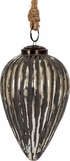 KDMK Modern Geometric Cone Christmas Bauble Pendant in Grey and Silver