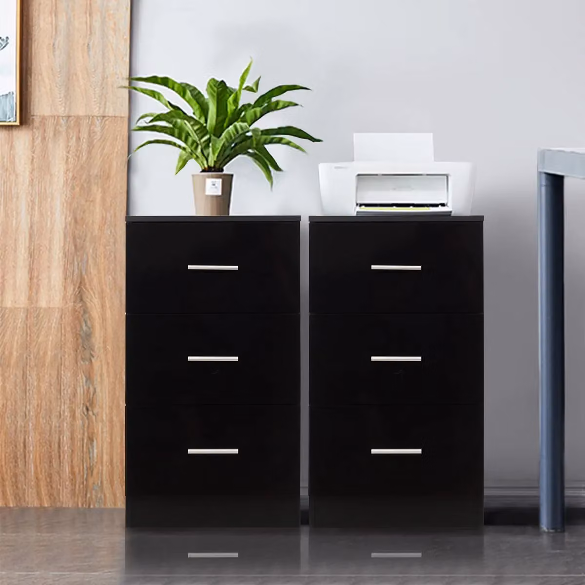 Costway Set of 2 Black 3-Drawer Storage Chests and Night Stands – 3
