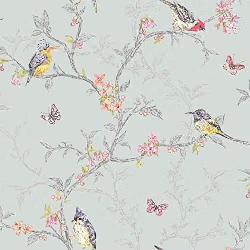 Holden Decor Enchanted Garden Collection Botanical Floral Paper Wallpaper, Green and Multicolour, W: 0.53 m, L: 10.05 m