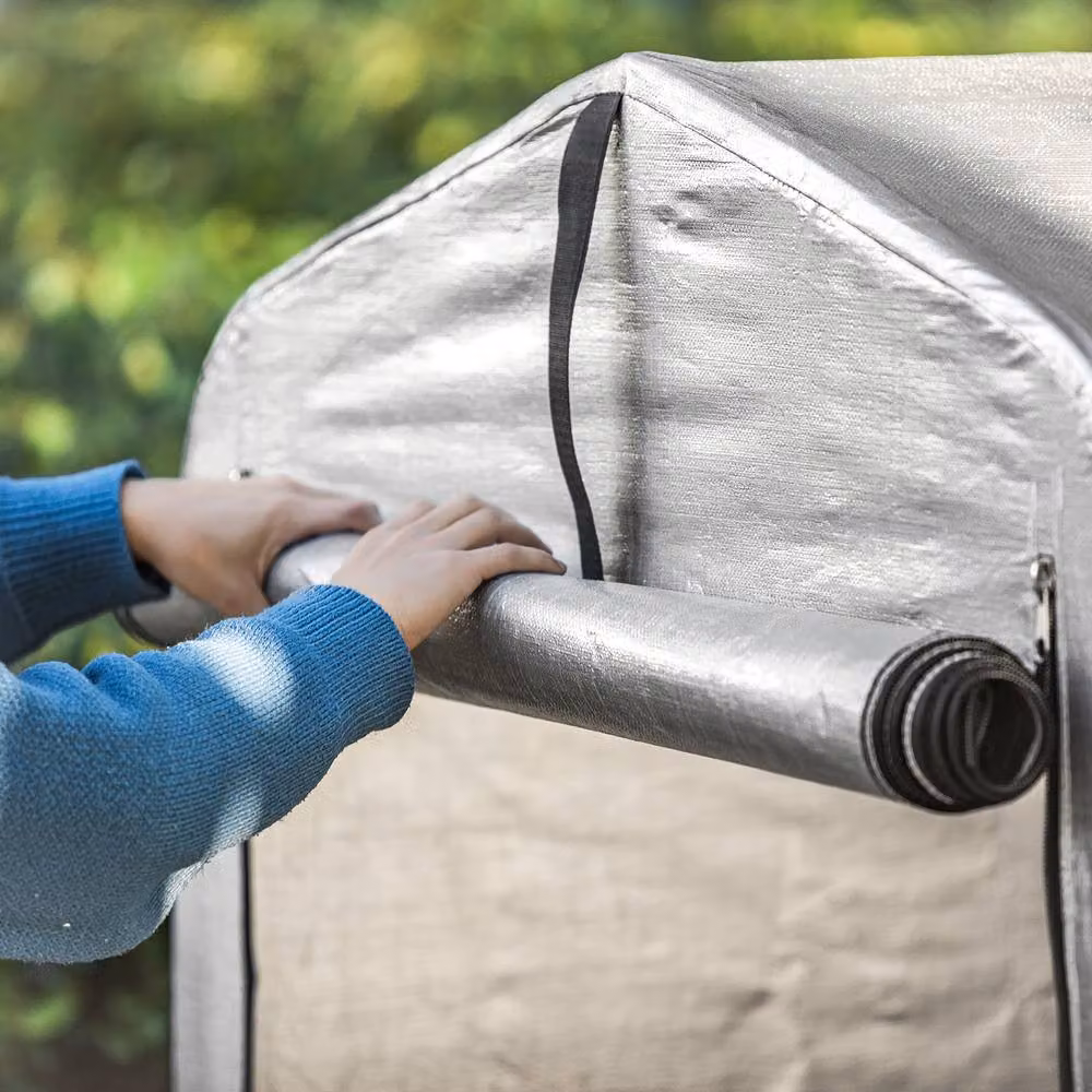 SoBuy Portable Silver Bike Shed with Waterproof PE Tarpaulin and Metal Frame – 4