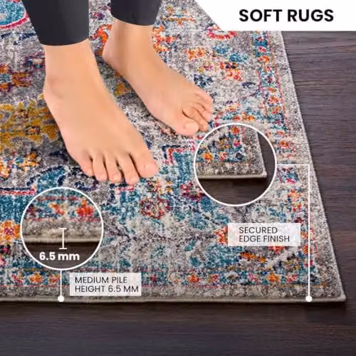 Livabliss Asmara Vintage Multicolour Boho Style Runner Rug, W/D/H: 80 x 150 cm – 7