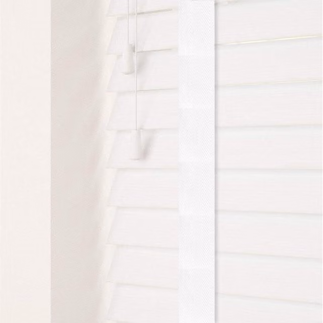 NewEdgeBlinds Faux Wood Venetian Blinds with Tapes in White, Width: 230 cm