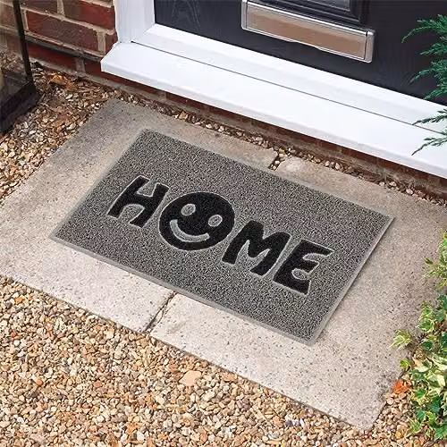 Nicoman Happy Smile Face Doormat, Black and Grey, W: 75 cm, D: 44 cm – 2
