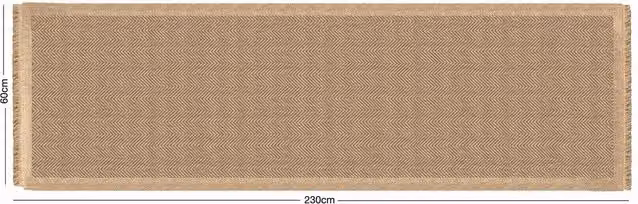Arthouse Jute Effect Herringbone Rug in Beige and Yellow, W: 230 cm, D: 60 cm