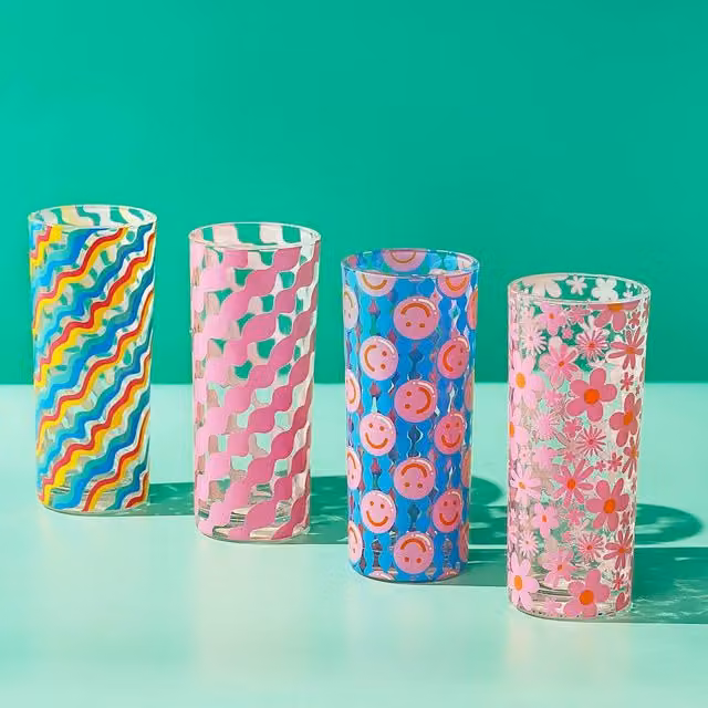 Studio Blom Set of 4 Multicolour Glass Tumblers