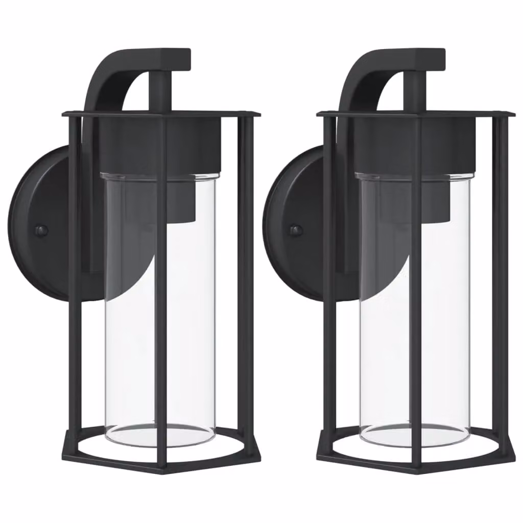 Berkfield Home Set of 2 Black Stainless Steel Modern Outdoor Wall Lights for Garden – 2