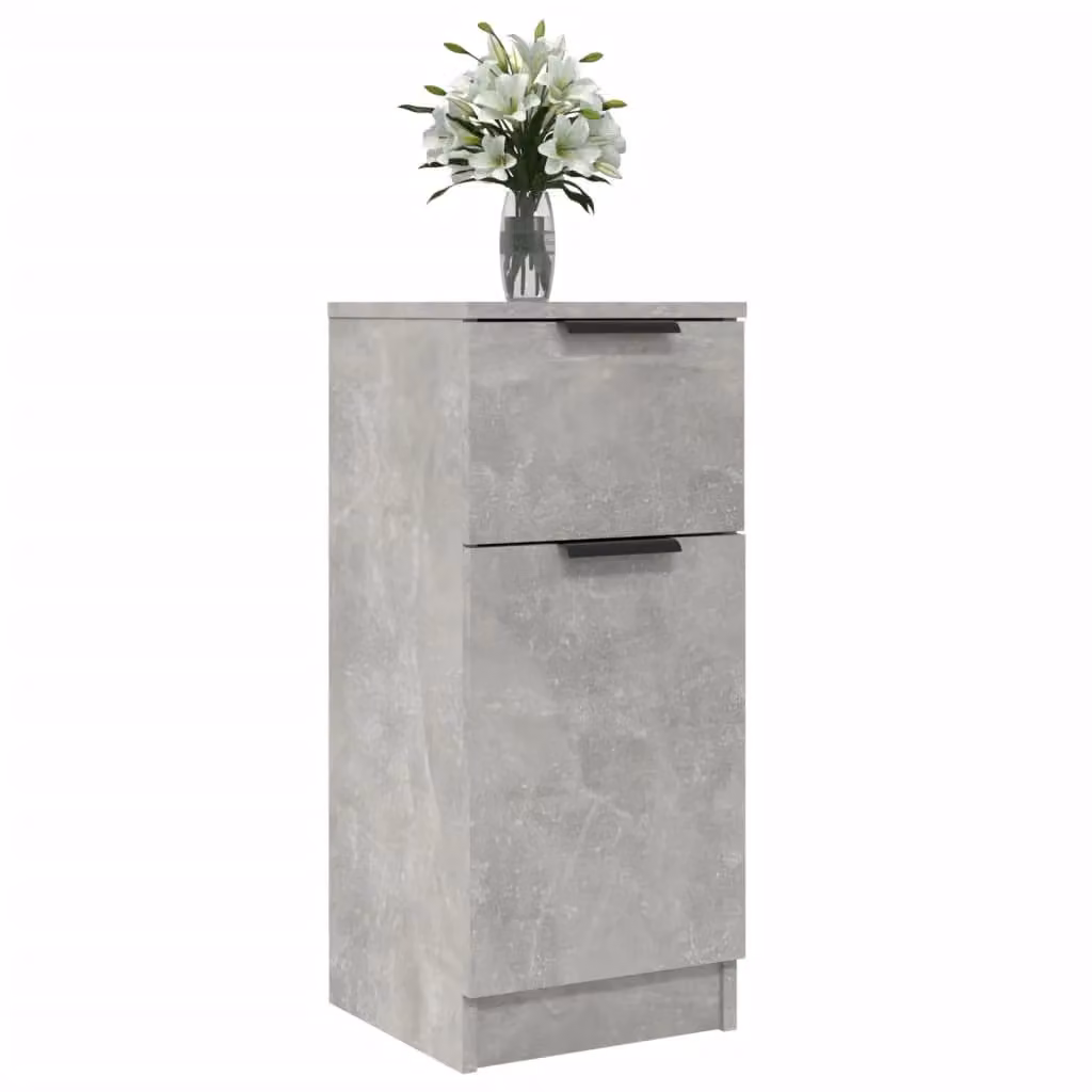 Berkfield Home Set of 2 Concrete Grey Minimalist Sideboards in Engineered Wood, W/D/H: 30 x 30 x 70 cm – 2