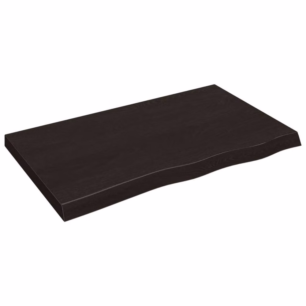 Berkfield Home Table Top Dark Brown Treated Solid Oak Wood in Dark Grey W/D/H: 100 x 60 x (2-6) cm – 3