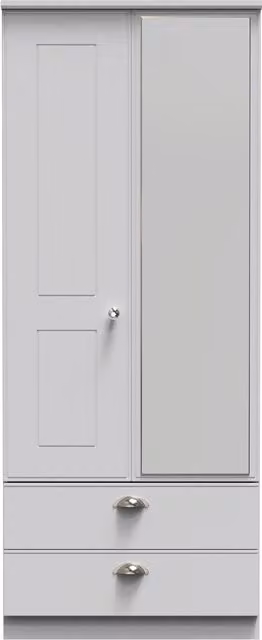 Ready Assembled 2 U Albert Grey 2 Door 2 Drawer Mirrored Wardrobe – 1