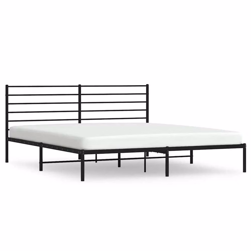 Berkfield Home Metal Bed Frame with Headboard in Black, W/D/H: 200 x 200 x 90 cm – 2
