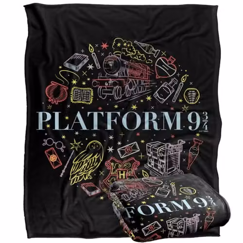 Warner Bros. Harry Potter Platform 9 3/4 Super Soft Silky Touch Fleece Throw Blanket, Multicolour, W: 152.4 cm x D: 127 cm
