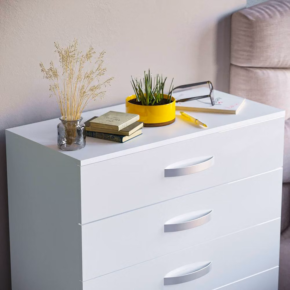 HD Designs Hulio 5 Drawer Chest of Drawers in White – 3