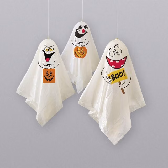 Garden Greatness Pack of 3 White Hanging Ghost Halloween Decorations – 1
