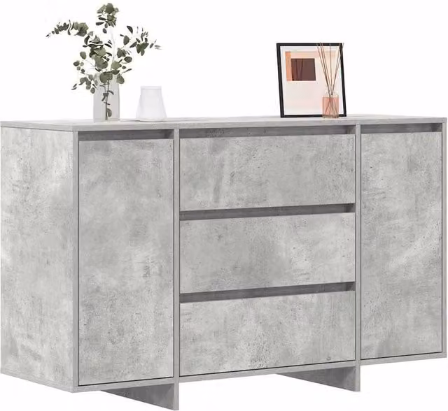 Berkfield Home Industrial Sideboard in Concrete Grey, W/D/H: 120 x 41 x 75 cm