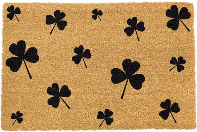 Artsy Mats Brown Shamrocks Rectangular Coir and Natural Rubber Doormat