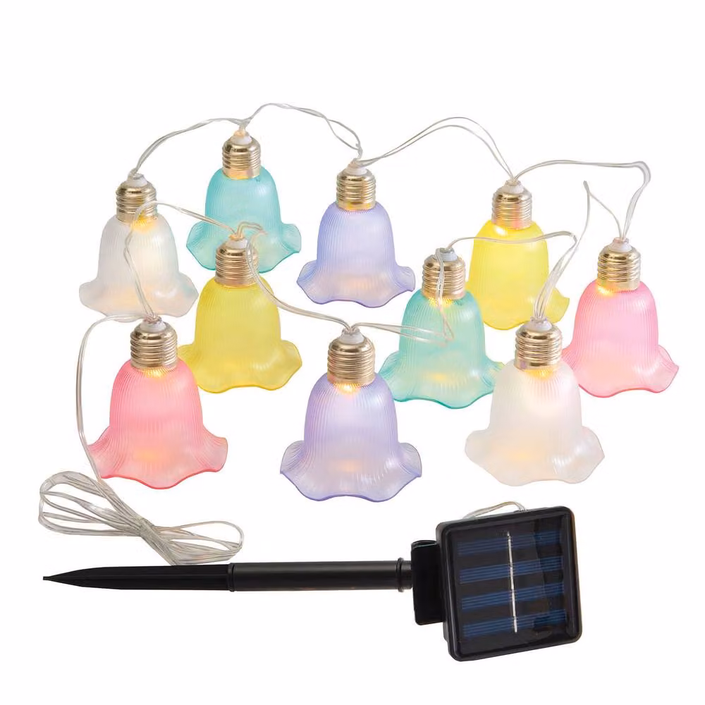 Bergstrom Solar Bell Flower String Lights with 10 Multicolour Warm White LEDs – 2