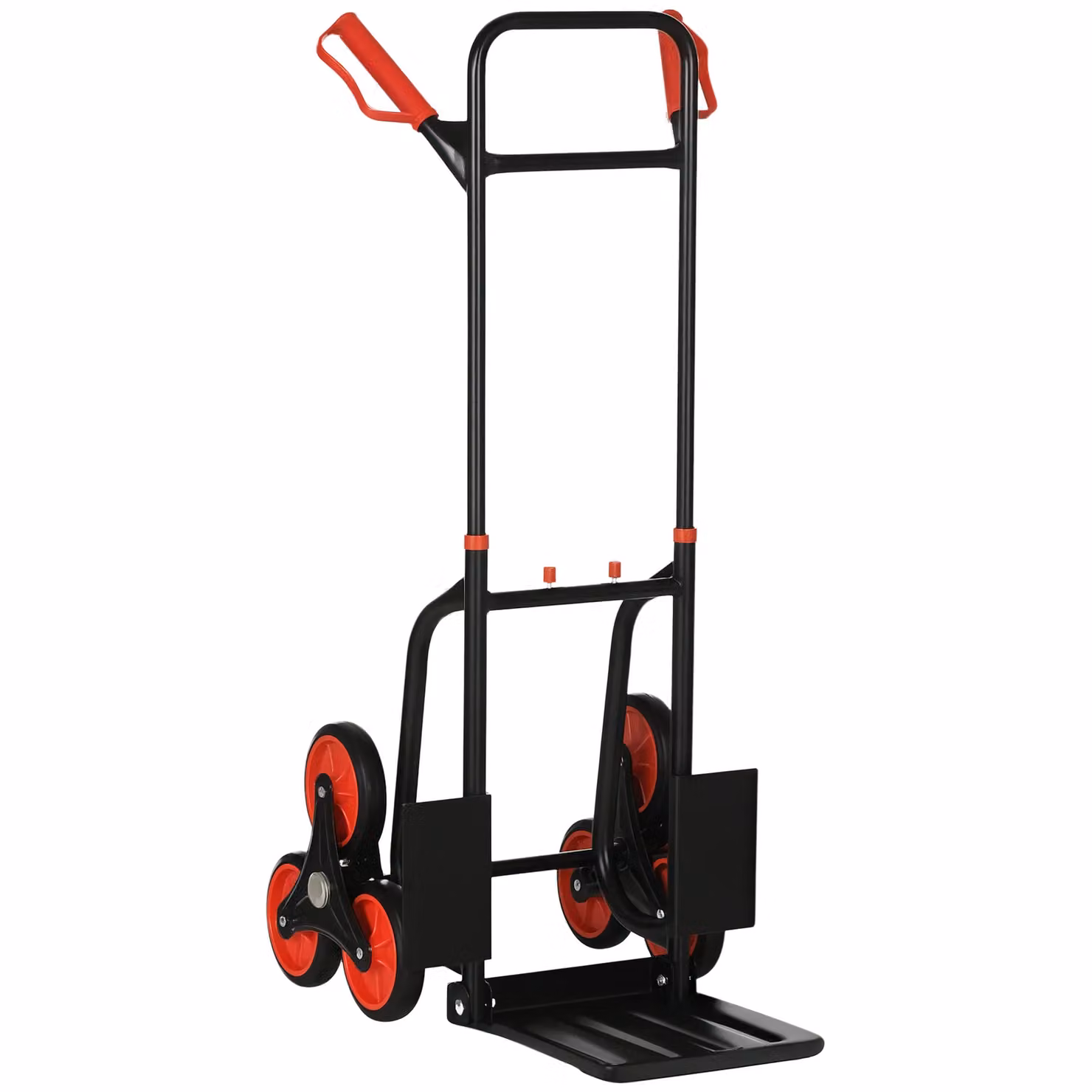 DURHAND 6-Wheel Foldable Steel Load Cart Trolley in Black and Red – 3