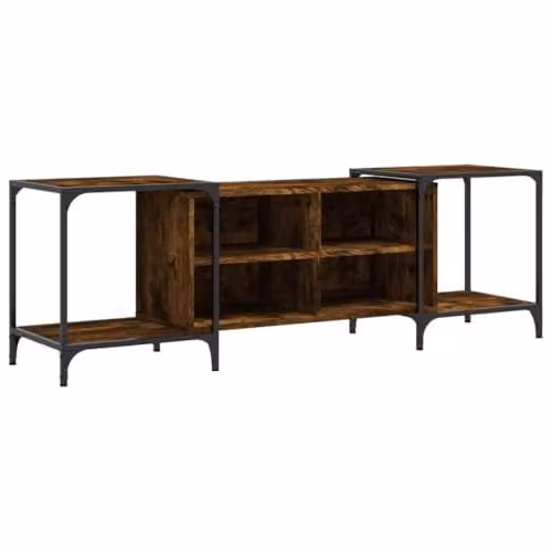 vidaXL Modern Oak TV Cabinet in Grey and Brown, W: 153 cm, D: 37 cm, H: 50 cm – 1