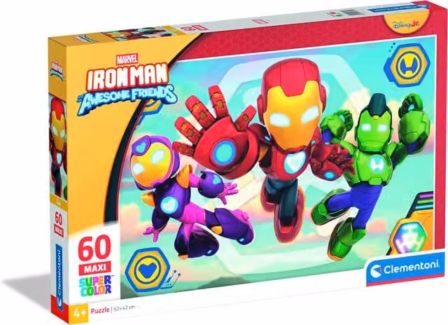 Clementoni Marvel Iron Man and His Awesome Friends Floor Giant Puzzle with 60 XL Pieces, Red and Multicolour