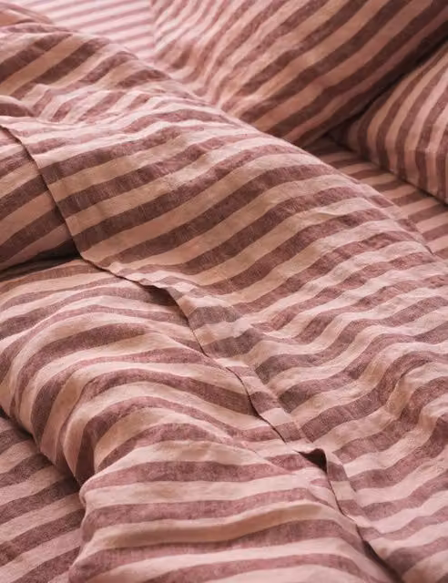 Piglet In Bed Linen Rich Striped Flat Sheet, Pink Mix, 200 x 200 cm