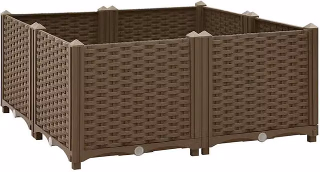 Berkfield Home Brown Polypropylene Raised Bed W/D/H: 80 x 80 x 38 cm