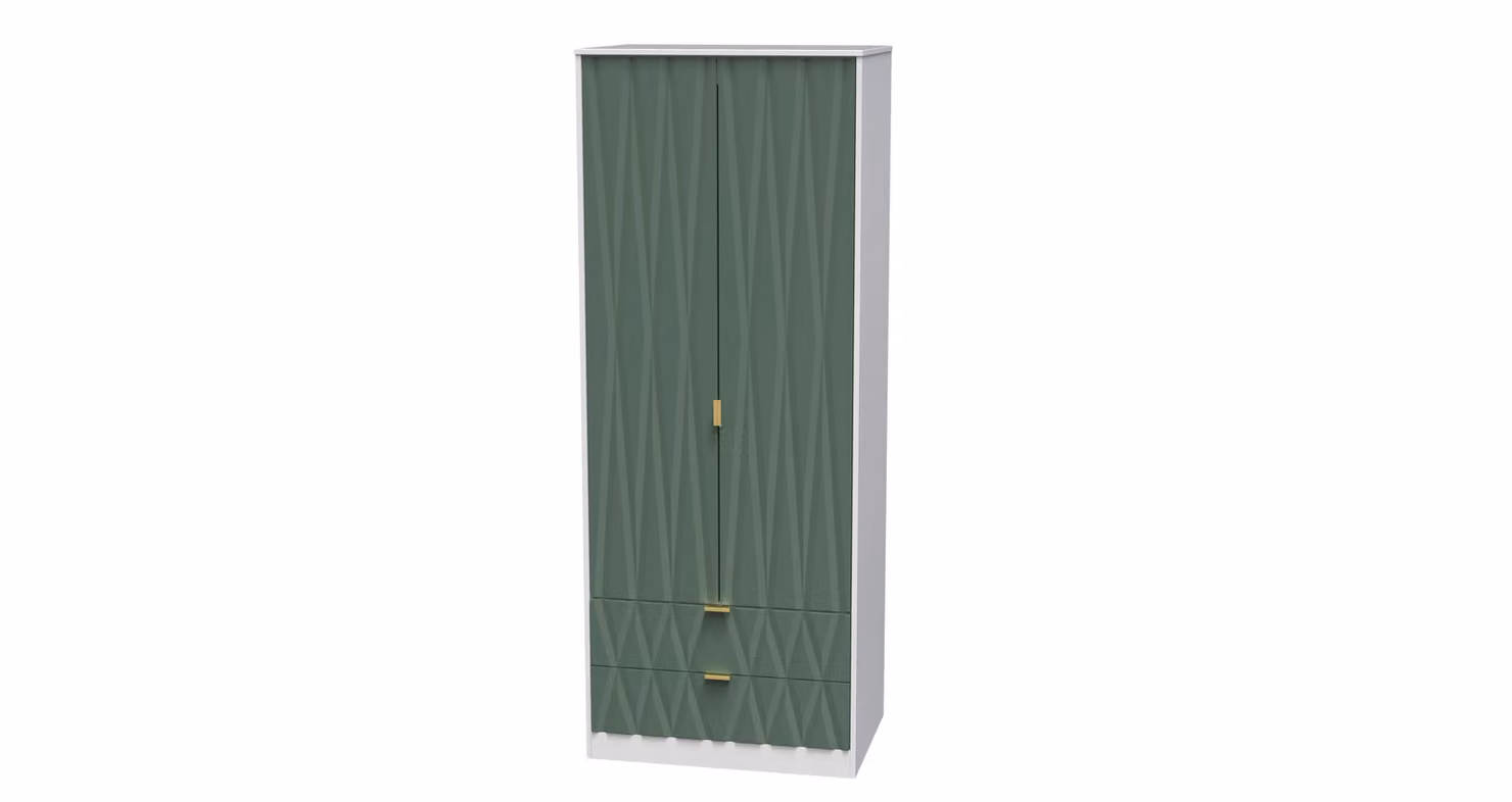 Ready Assembled 2 U Dallas Green 2 Door and 2 Drawer Wardrobe with Gold Details – 2