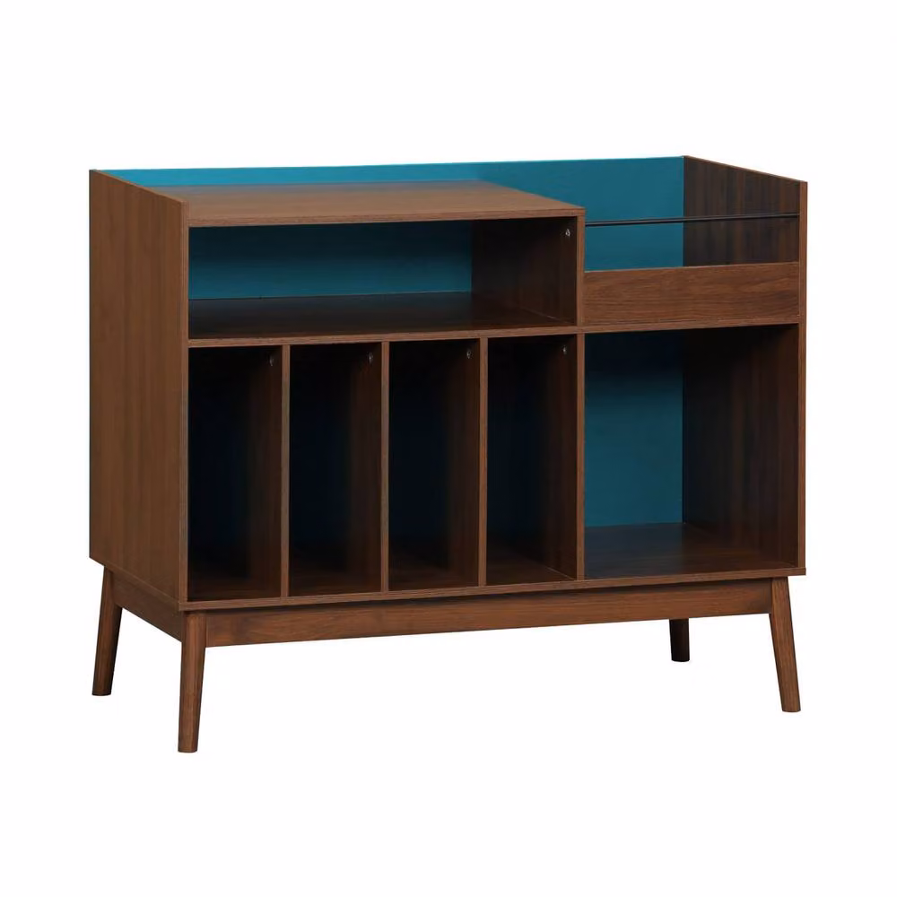 sweeek Vintage Scandinavian Two-Tone Blue Vinyl and Wood Decor Furniture – 2