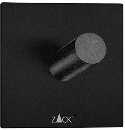 Zack Duplo Self-Adhesive Waterproof Stainless Steel Square Towel Hook, Black – 2