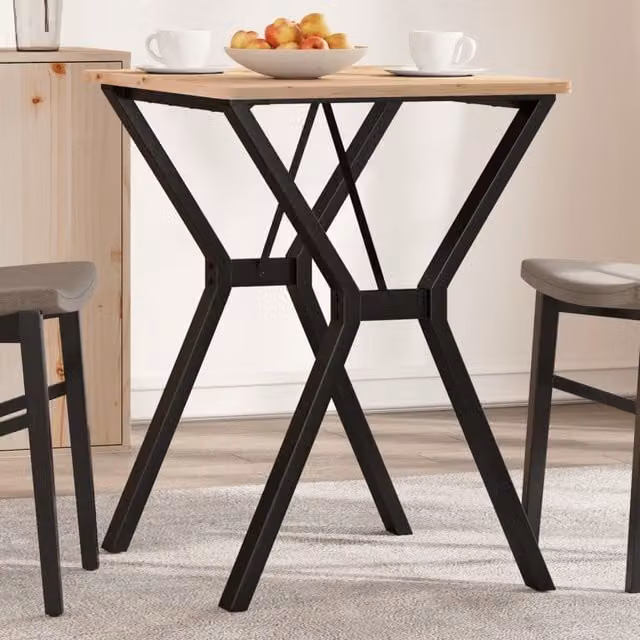 Berkfield Home Y-Frame Dining Table Legs in Black Steel, W/D/H: 60 x 50 x 73 cm