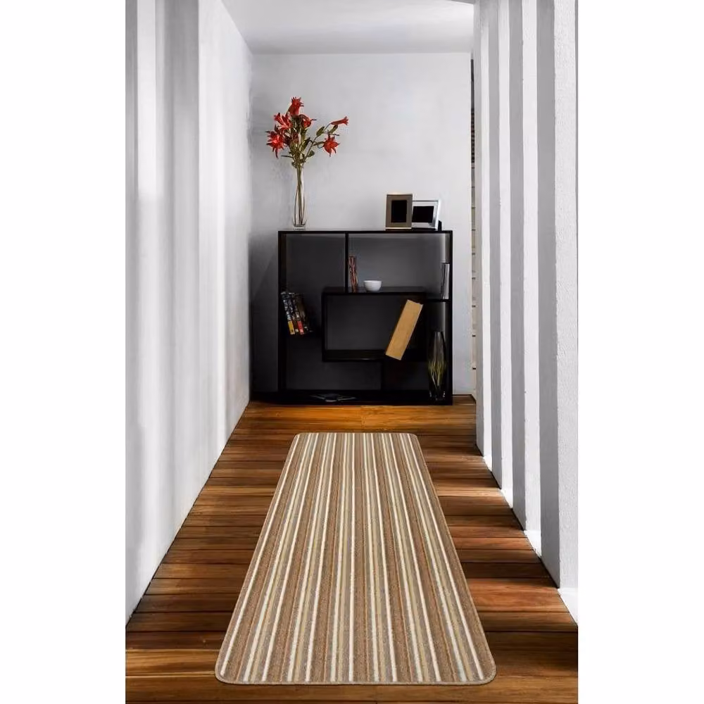 The Rug Shop UK Cream and Beige Striped Rectangular Mat, W: 67 cm, L: 240 cm – 2