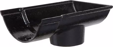Hargreaves Premier Cast Iron Beaded Half Round Gutter Stopend Outlet Socketed, 150mm for 75mm Downpipe, Black