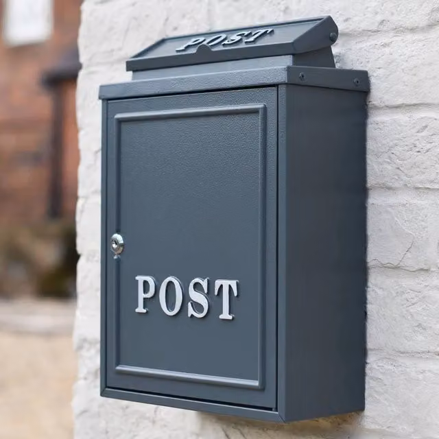 Nordara Grey and Silver Lockable Wall Mounted Parcel Post Box