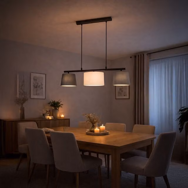 Eglo Almeida 1 Pendant Light in Black Metal and Fabric with E14 Socket