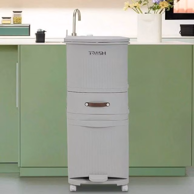 EONLION Smart Slim Space Saving Sensor Trash Can in Grey, W/D/H: 38.61 x 15.2 x 11.8 in