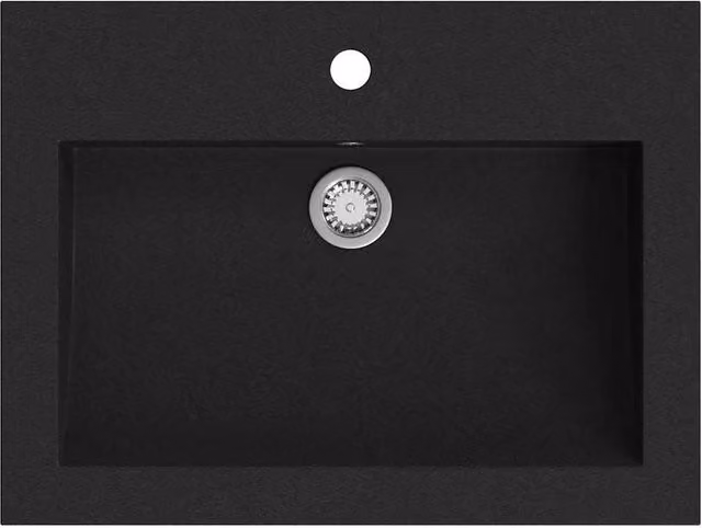Berkfield Home Rectangular Granite Composite Basin in Black, W: 60 cm, D: 45 cm, H: 12 cm – 1