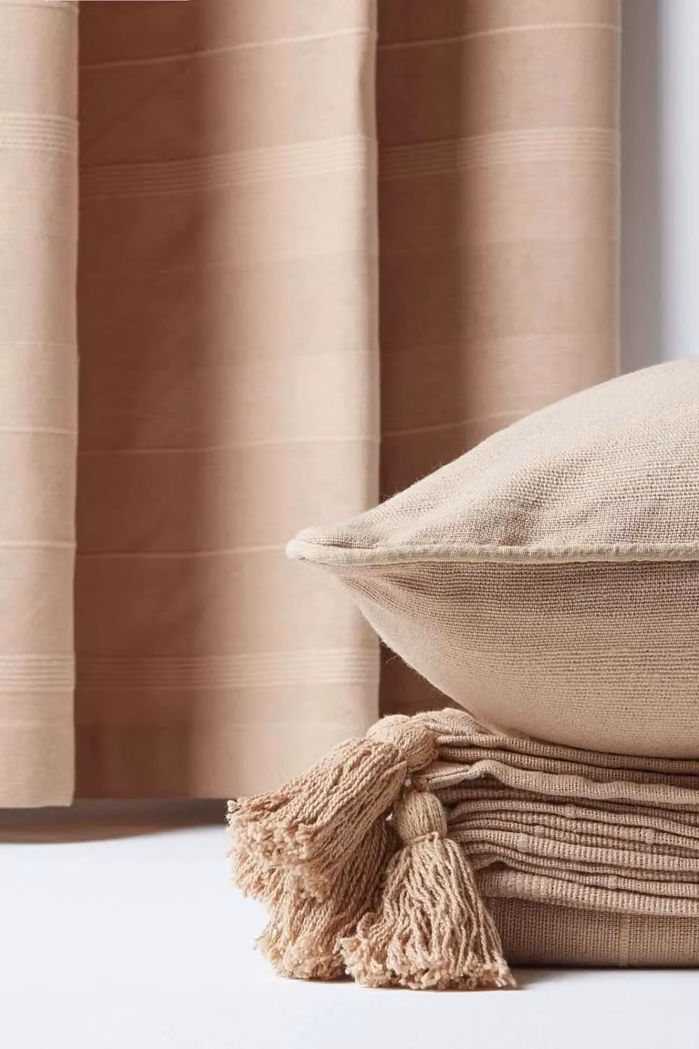 Homescapes Rajput Ribbed Cotton Cushion Cover, Beige, W/D/H: 45 x 45 x 45 cm – 2