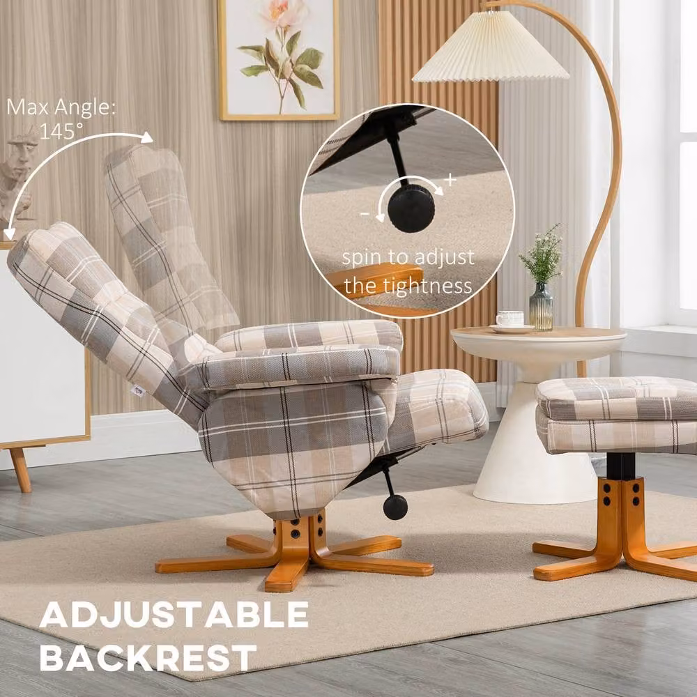 STILVORA Modern Fabric Recliner Chair with Matching Ottoman and Hidden Storage in Beige – 3