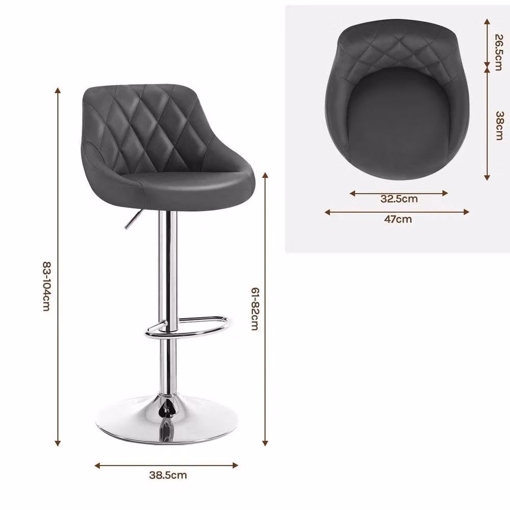 FORGEVIO Grey Modern Geometric Bar Stools Set of 2 – 2