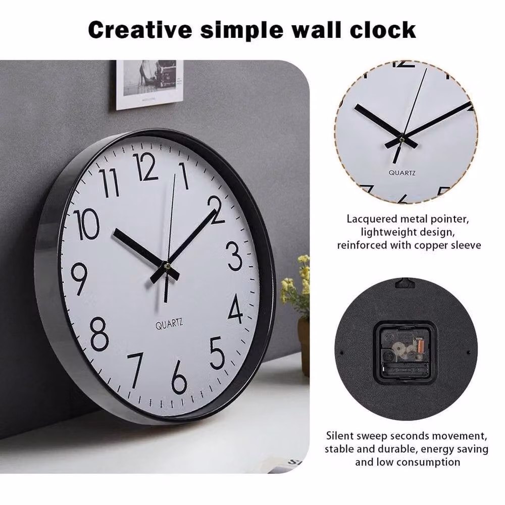 NESTLUNE Silent Quartz Wall Clock in Black and White, Round Modern Design, W: 100 cm, H: 15 cm, D: 15 cm – 5