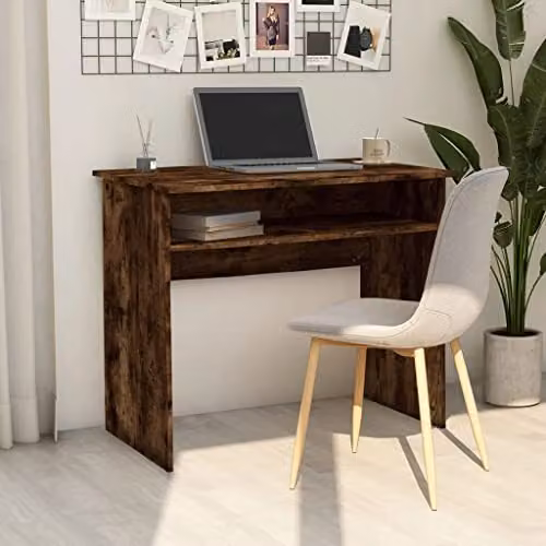 vidaXL Writing Desk in Brown Oak Engineered Wood, W/D/H: 90 x 50 x 74 cm – 2