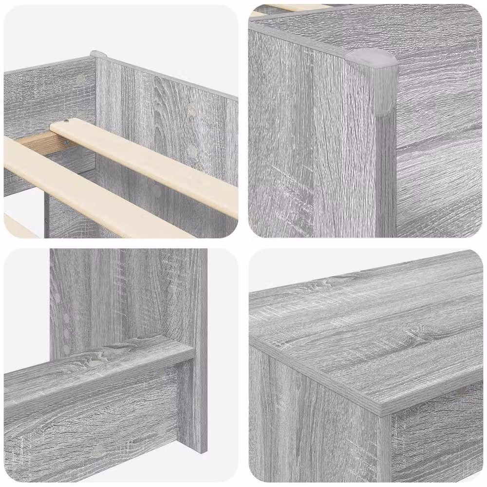 Berkfield Home Kids' High Bed Frame with Desk, 2-Piece Set in Grey Sonoma – 2