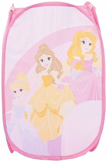 Disney Princess Pop Up 80L Fabric Laundry Bin with Lid and Handles in Pink
