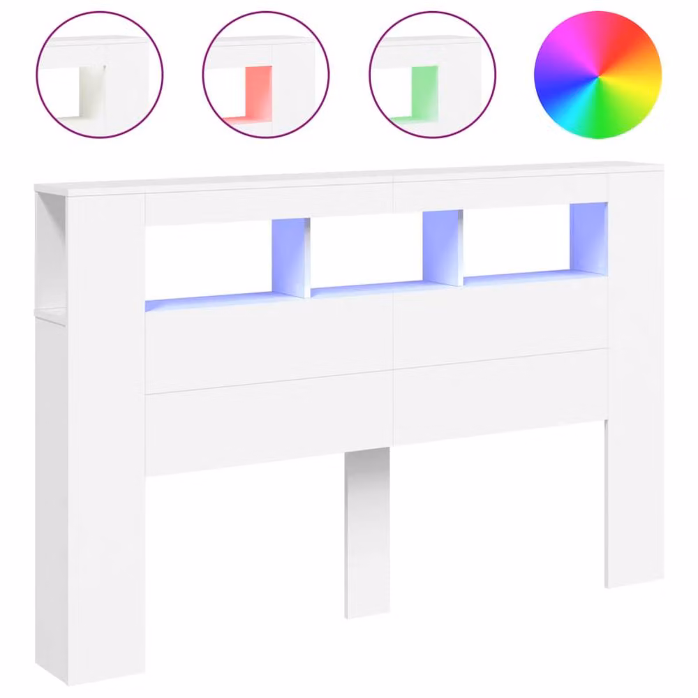 Berkfield Home White LED Headboard with Integrated Shelf and Lighting, W/D/H: 160 x 18.5 x 103.5 cm – 3