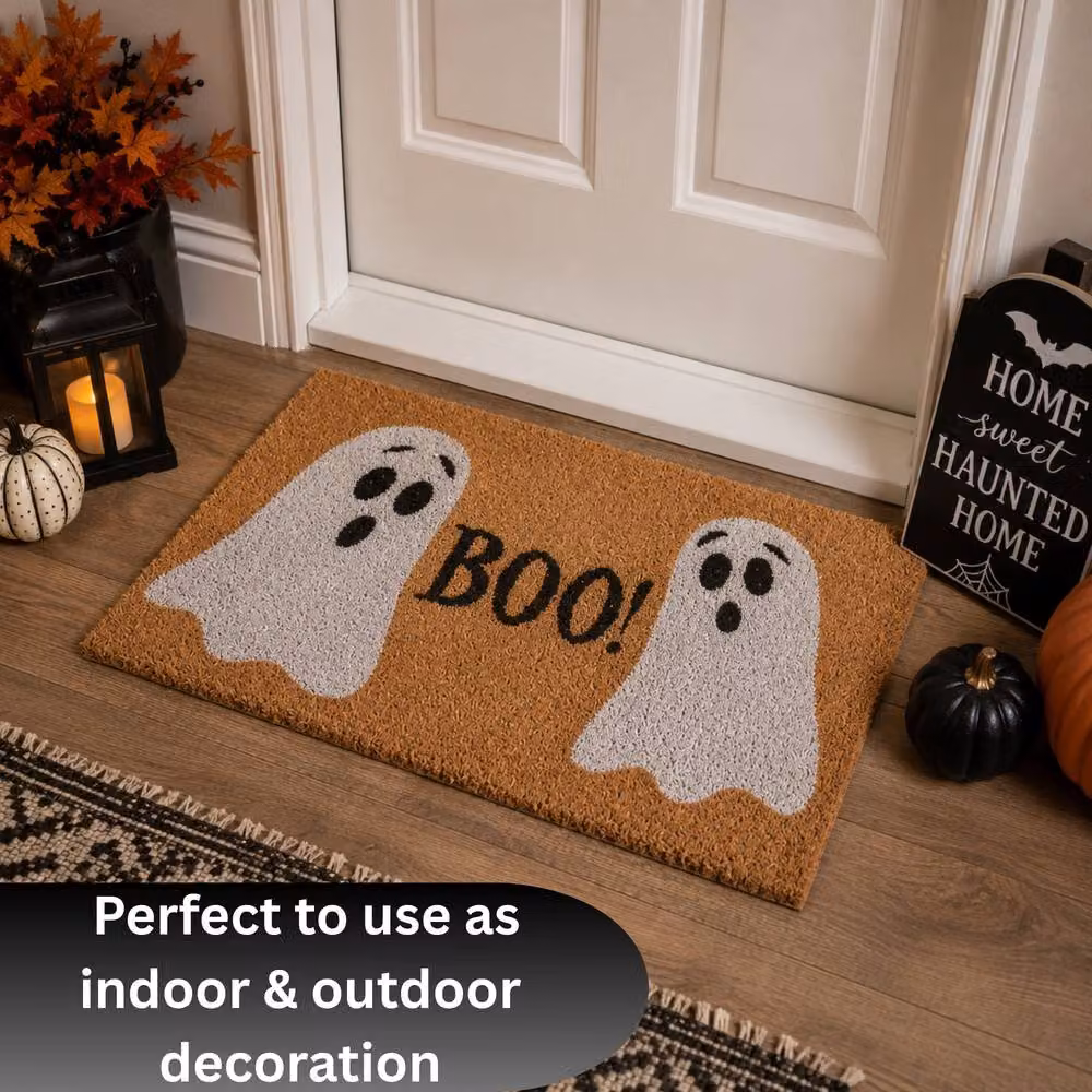 Marco Paul Halloween Ghost Non Slip Coir Door Mat, Brown, W: 40 cm, D: 60 cm – 5