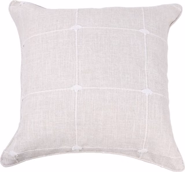 Divante Classic Checked Linen Square Cushion in Beige and White