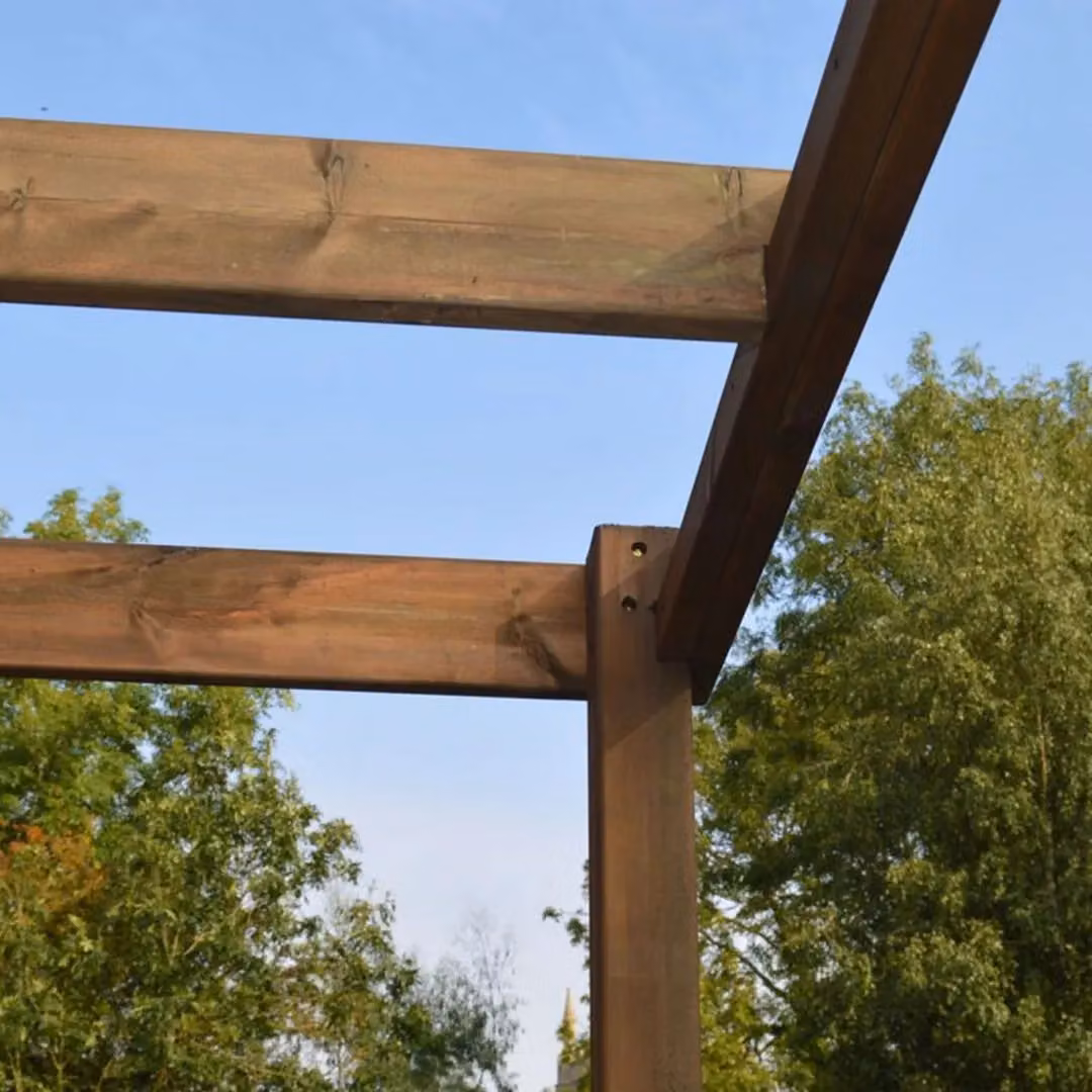 Rutland County Garden Furniture Ltd Wall Mounted Lean-to Pent Pergola in Rustic Brown, W: 420 cm, D: 420 cm, H: 270 cm – 3