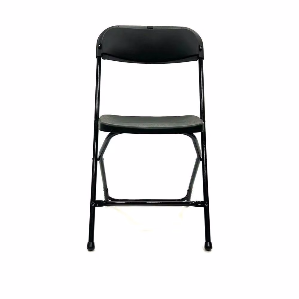 PAWNORA Black Stackable Folding Chairs with Matt Powder Coated Steel Frame – 3