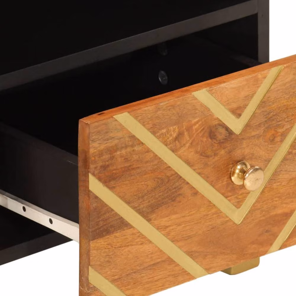 Berkfield Home Mango Wood TV Cabinet in Brown and Black, W: 70 cm, D: 33.5 cm, H: 46 cm – 5