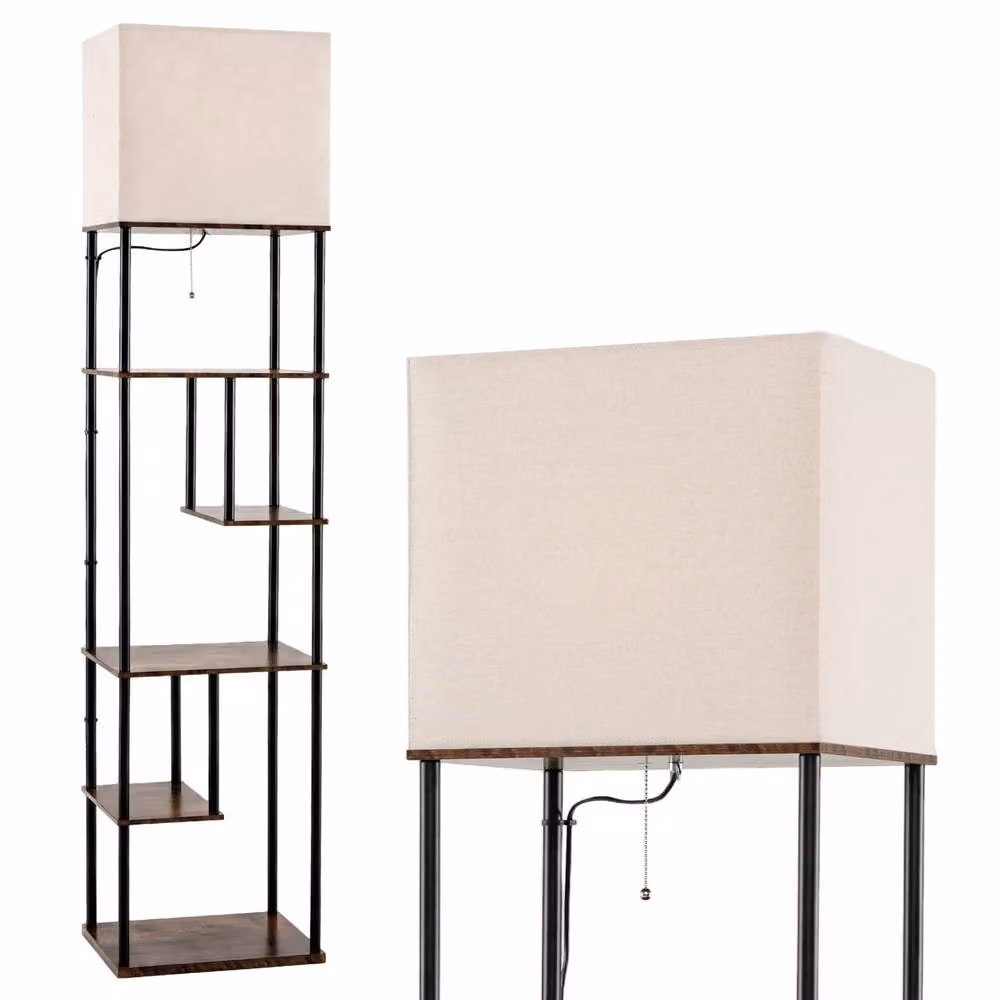 Costway Industrial 5-Tier Floor Lamp with Shelves in Black and Multicolour – 2